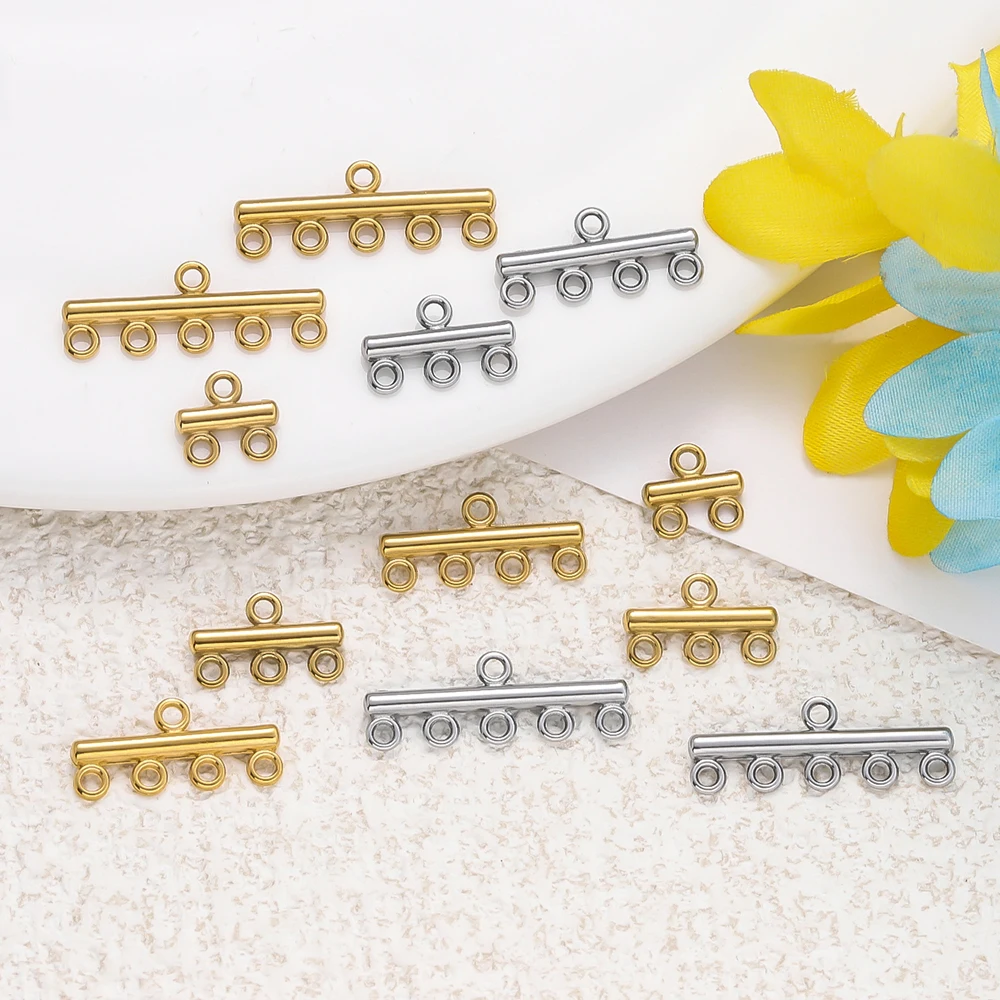 5 piezas de hebillas de acero inoxidable de color dorado/plateado con múltiples orificios para la fabricación de joyas, pulseras y collares.