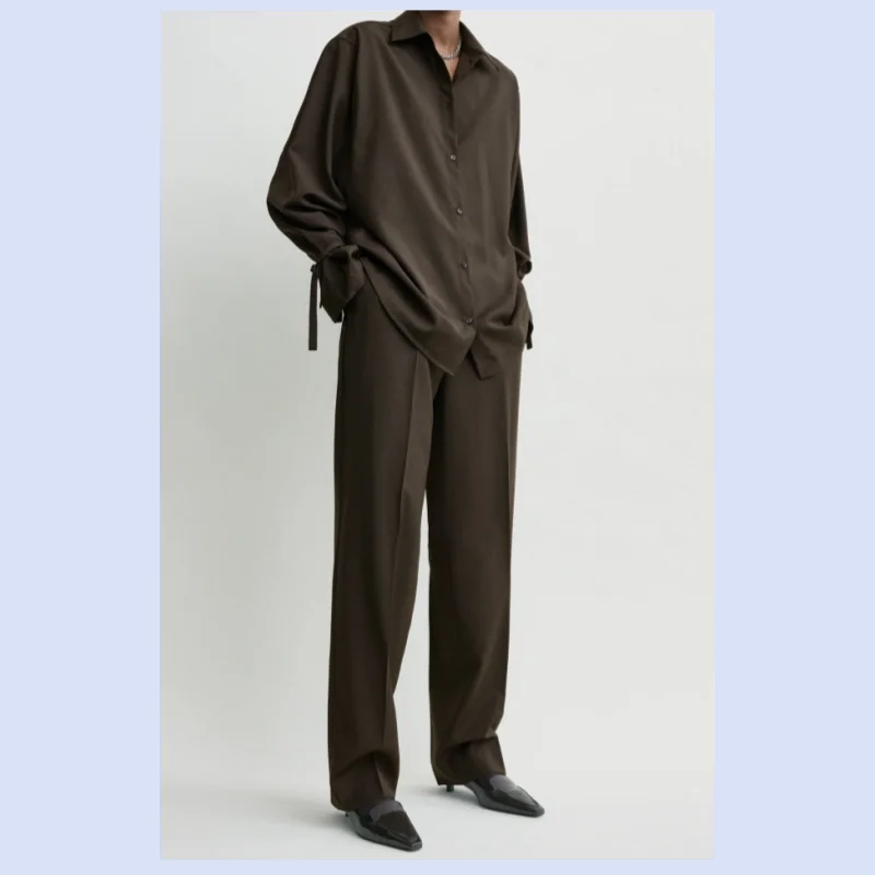 26 year early spring new minimalist commuting cuff strap lazy top and pants set
