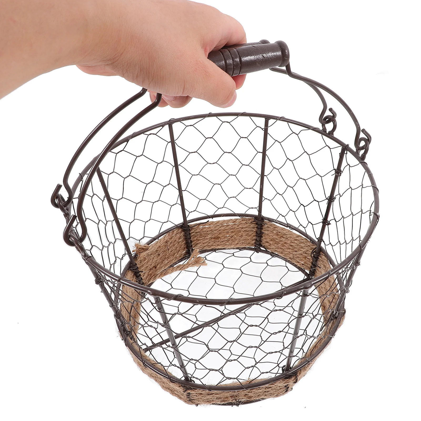

1pcs Iron Wire Storage Basket With Handle Metal Fruit Vegetable Snack Bread Basket For Kitchen Desktop Organizer Storage Holder