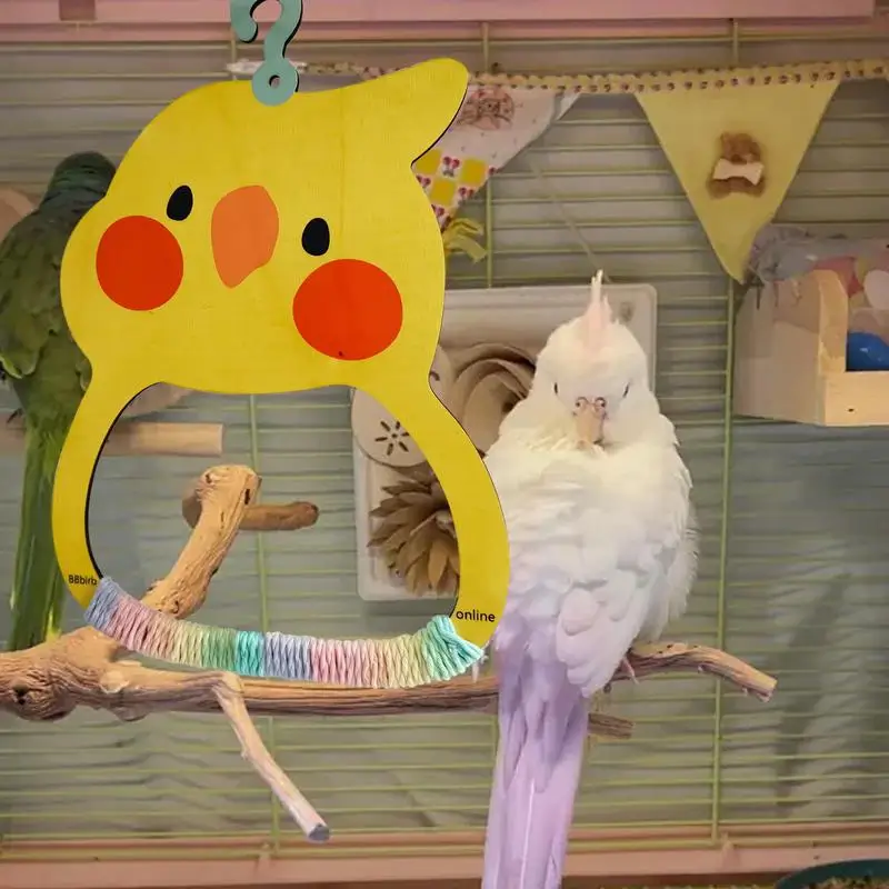 Cockatiel Swing Parakeets Cage Bird Swing Toy Wooden Perch Colorful Beak-Grinding Exerciser Habitat Decoration for Lovebird