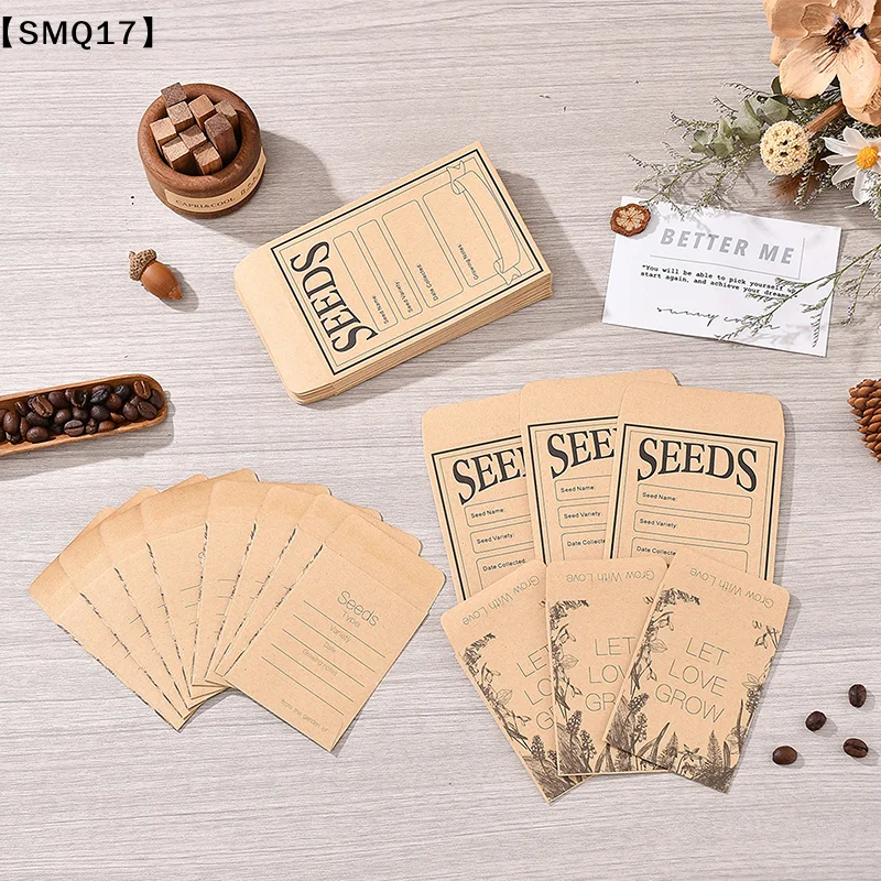 100PCS Seed Packets Envelopes Self Sealing Kraft Small Seed Envelopes For Seed Storage Resealable Seed Saving Envelopes【SMQ】