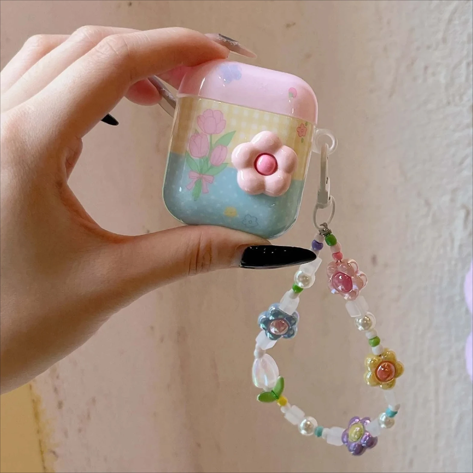 

Cute 3D flower crystal laser imd earphone case for apple airpods 4 3 1 pro 2nd 2 wireless bluetooth charging box cover