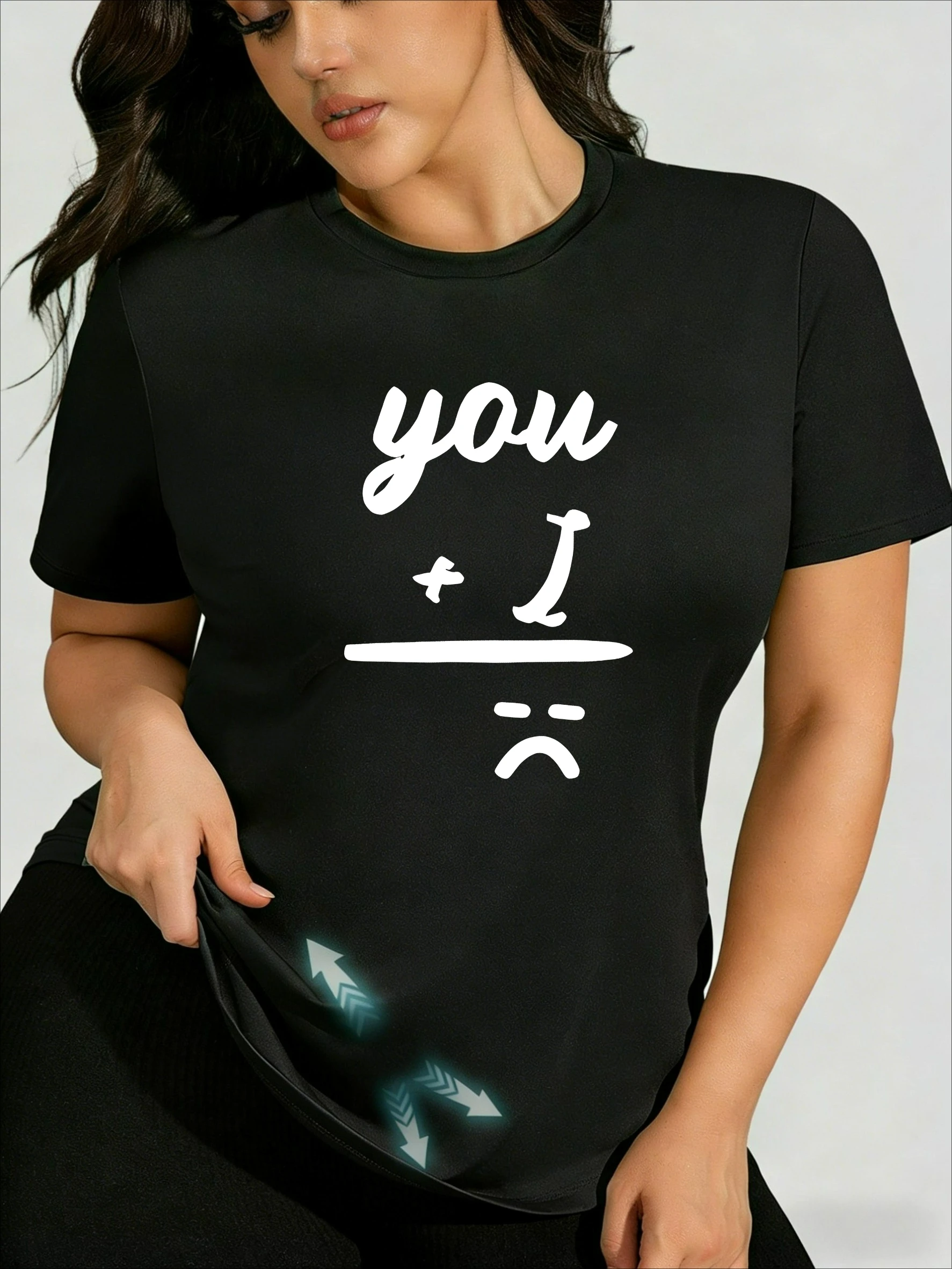 Camiseta de Talla Grande con Estampado Atmosférico 'Anti-Love', Estilo Fresco y Dulce de Verano, Top Casual Versátil y con Estilo