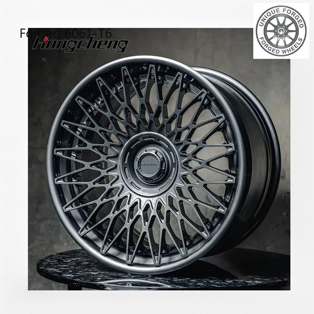 

2026 New Factory Direct 6061-T6 Mesh Design Gold 2-Piece Forged Alloy Wheels 16-22 Inch 5x114.3 5x130 5x112
