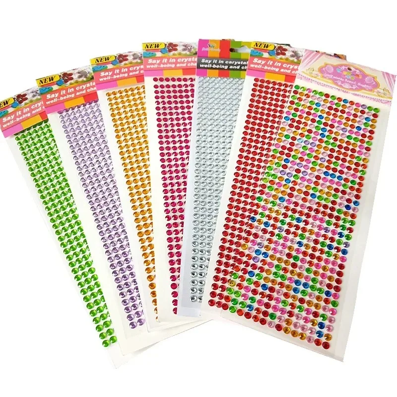 

504/900pcs 4/6mm Glue Rhinestones Self Adhesive Acrylic Rhinestone Stickers Kids Rhinestoens for DIY Handcraft 3D Nail Art Decor