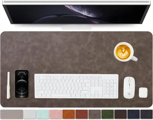 Imagen 2 del producto YSAGI Tapete de escritorio de cuero - Almohadilla de escritorio de PU antideslizante para oficina y hogar Alfombrilla grande para ratón y teclado Alfombrillas de escritorio en la parte superior de los escritorios