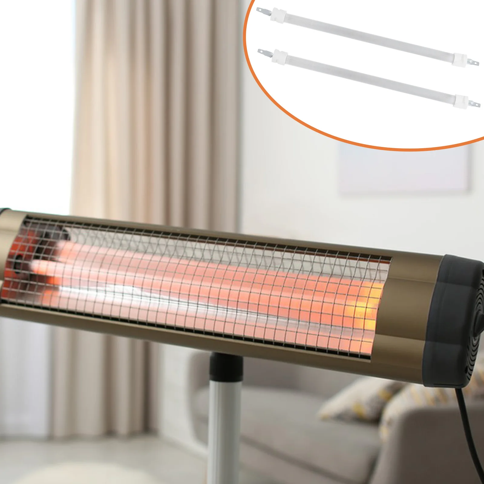 

2pcs Electric Patio Heater Replacement Bulb Quartz Tube Parts Curing Heating Pipes For Uniform Rapid High Temperature