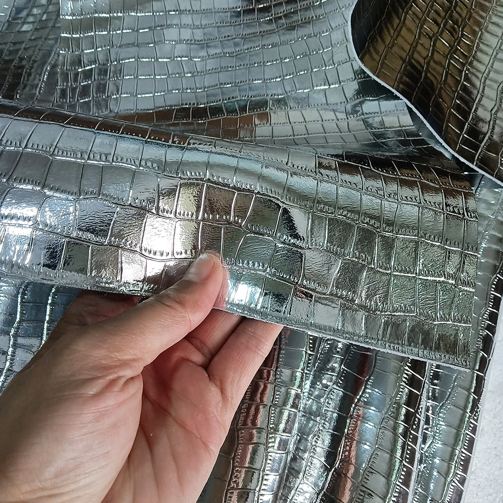 เข็มขัดหนังลายโบว์ไม้ไผ่สีเงินสดใสหนังวัวชั้นบนอุปกรณ์เสริมกระเป๋าหนัง DIY ทำด้วยมือวัสดุแท้