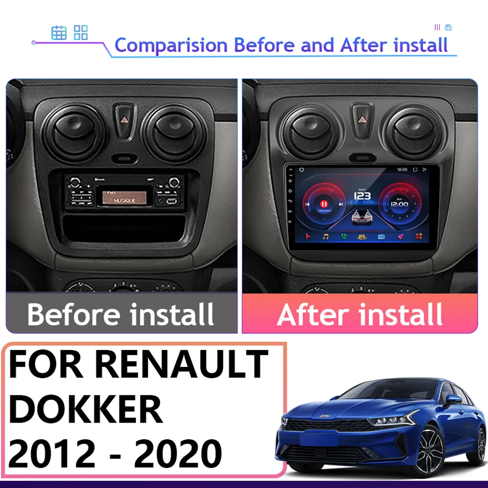 Android Auto For Renault Dokker Lodgy Dacia 2012 - 2020 Car Radio Multimedia Video Stereo Player Carplay Navigation GPS 5G WIFI