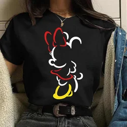 Camiseta de Mickey Mouse enmascarado de Disney para mujer, Camisetas estampadas Kawaii, Camiseta holgada informal, Tops de cuello redondo para mujer, envío directo, novedad de verano