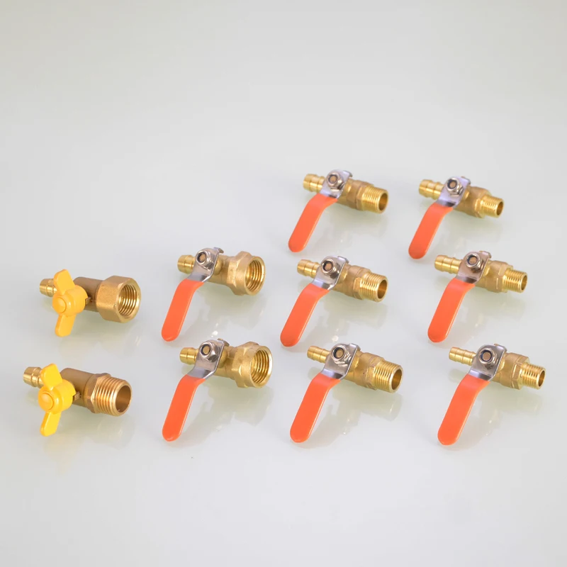 Brass Barbed Ball Female Thread Two Way Brass Shut Off Ball With Handle For Fuel Gas Water Oil Air