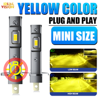 2PCS H1 LED Lamps 3000K Yellow Color Canbus Car Lights 5570 CSP Chips Led H1 STG 1:1 Mini Turbo Lamps Fanless 12V 24V Plug&Play