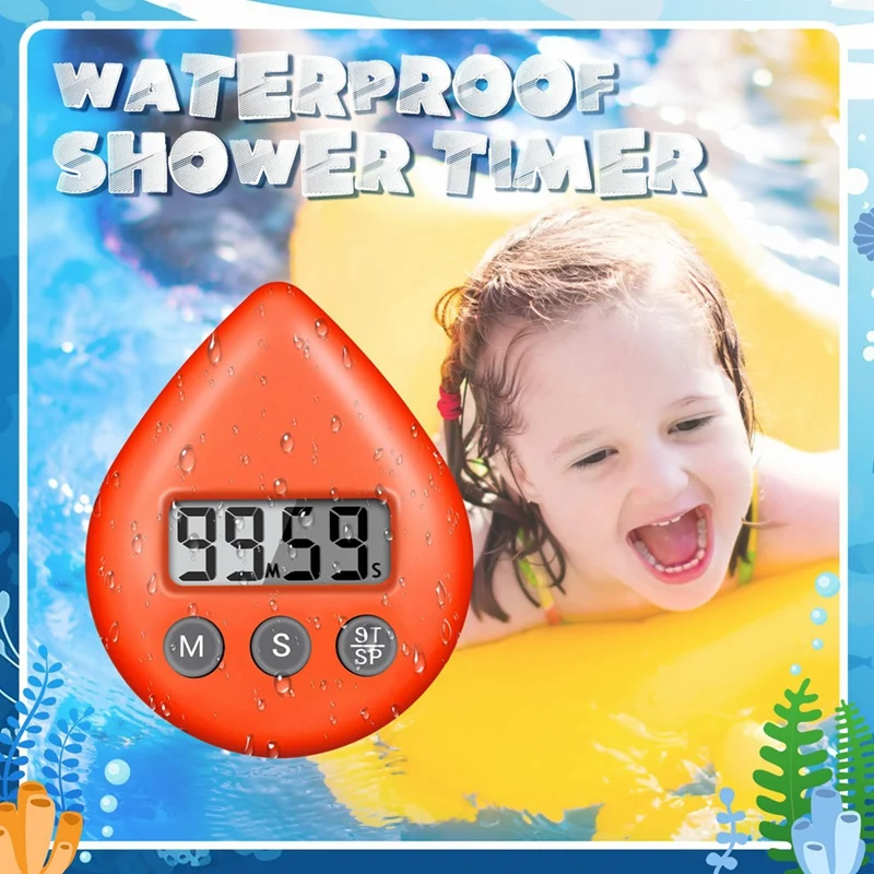 Shower Timer Digital Waterproof Kagnetic Small Shower Clock Alarm Energy Home Timer For Adults Kids 6Piece