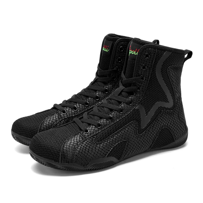 

2026 Luxury Brand Boxing Sneakers for Men Black Wrestling Boots Mens Top Quality Fighting BootsHigh Top Indoor Sports Shoe