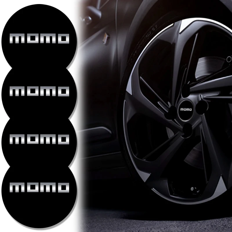 Aluminum 4Pcs 56mm MOMO Badge Car Wheel Center Hub Caps Emblem Stickers For Honda Porsche Chevrolet Nissan Ford Dacia Skoda Jeep