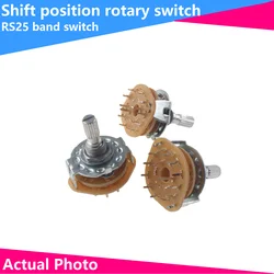 2PCS RS25 Band switch Shaft Panel Mount L=20mm 1P11T 2P4T 2P5T 2P6T 3P3T 3P4T 4P3T Rotary Switch Selector Band