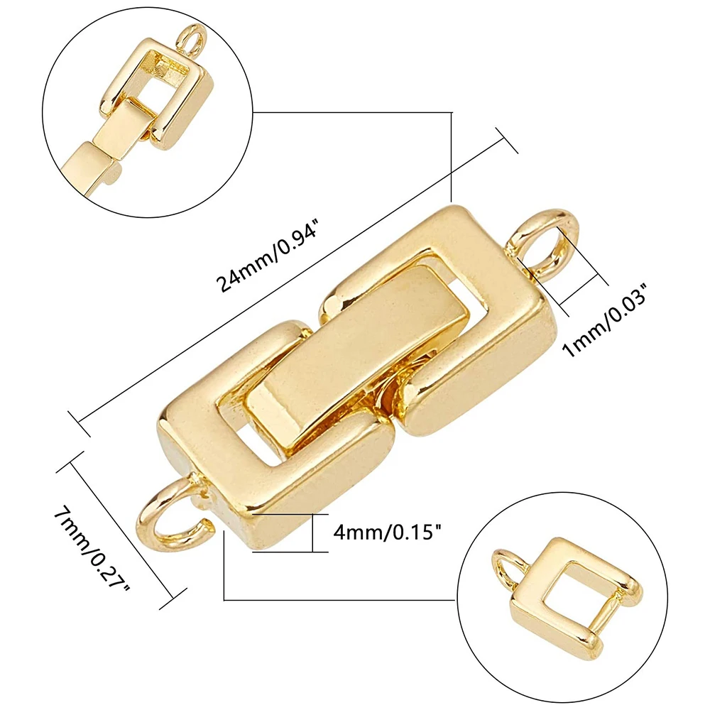 5Sets Brass Fold Over Clasps Metal Buckles Fastener Clasp for DIY Jewelry Making Necklace Bracelet End Connector Accessories