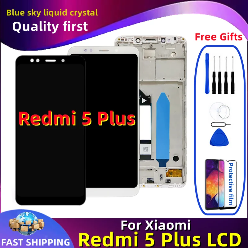 

Xiaomi-Original LCD Display Touch Screen Replacement with Frame, 5.99 ", Redmi 5 Plus, MEG7, MEI7