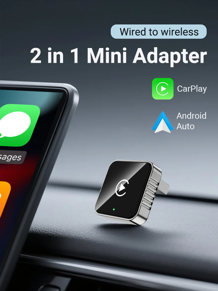 Adapter XUDA 2 w 1 z przewodowego na bezprzewodowy CarPlay i Android Auto do fabrycznych radia samochodowego z USB Dongle Mini Box Plug and Play Bluetooth — zdjęcie 2