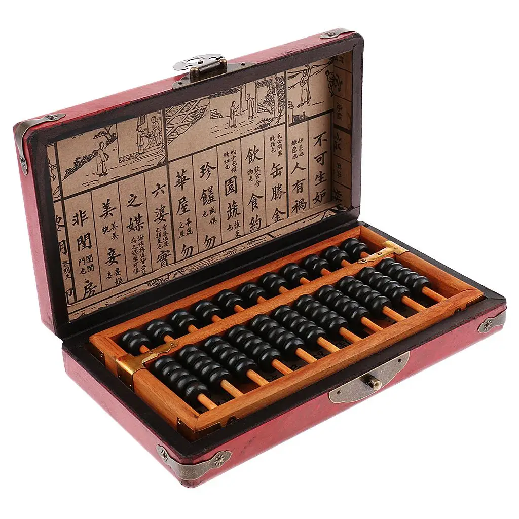 11 Row Chinese Abacus, Calculator, Calculation Board with Box, Size