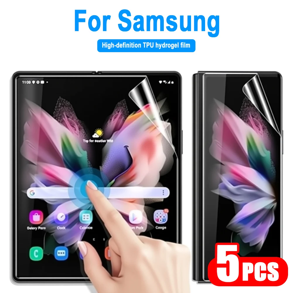 1-5Pcs For Samsung Galaxy Z Flip 8 7 FE 6 5 Fold 8 Ultra 7 6 5 Hydrogel Film Screen Protectors Inner Outer Back Full Cover Film