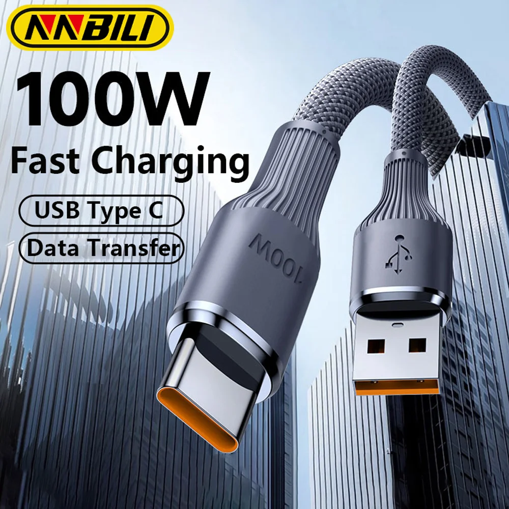 NNBILI 100W 6A Max Type-C/USB to Type-C Super Fast Charging Data Cable For Samsung S24 S23 Xiaomi 14pro 13 Redmi 13C Huawei OPPO