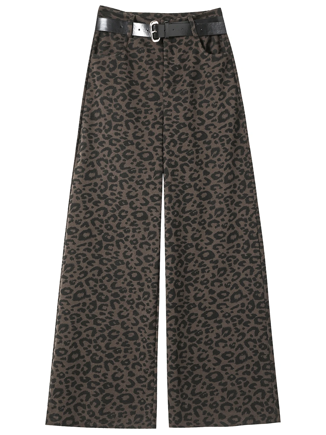 Cool Girl Leopardenmuster Schlagjeans Damen Herbst Winter Thiened Fce Hohe Taille Gerades Bein Schmale Version Bodenlang...