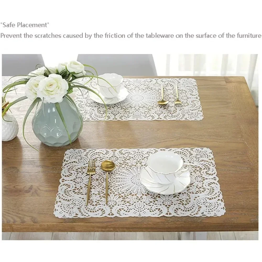 الجدول مكان حصيرة خمر وسادة الطعام الدانتيل والتطريز الأبيض لعشاء الجدول كوستر شرب فنجان شاي تحديد الموقع حفل زفاف #1