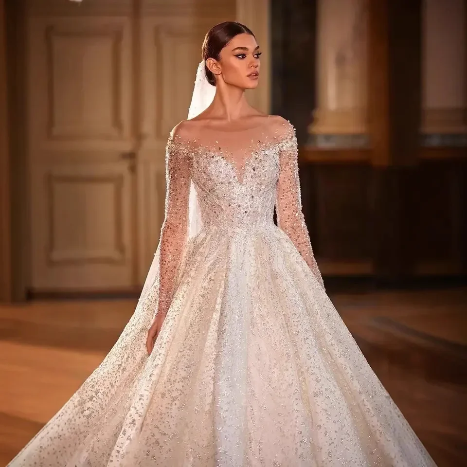 Ashley Carol-wedding Dresses for Women, Princess, Sparkling, Beaded Wedding Dress, Luxury