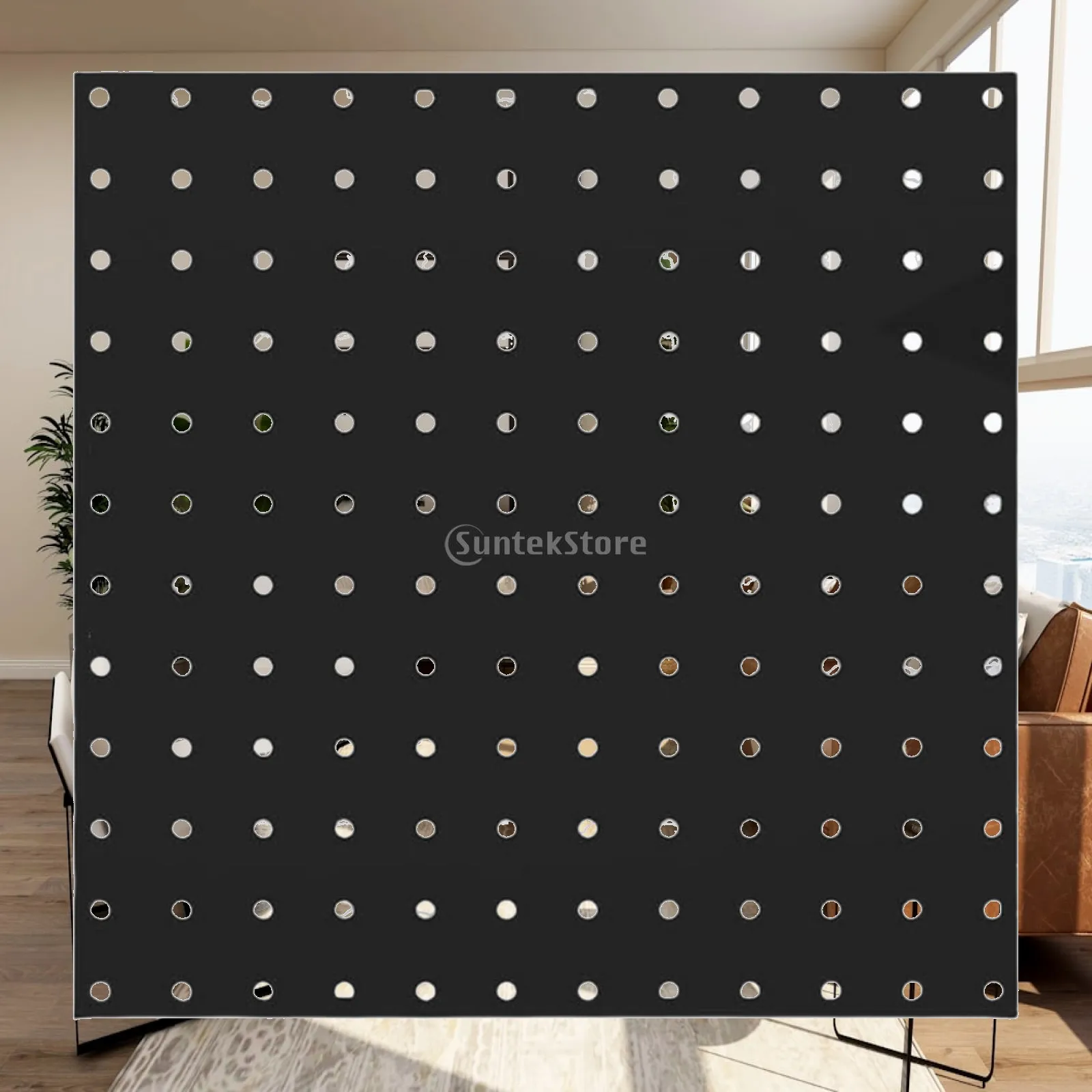 Black Metal Peg Board Wall Organizer Display for Bathroom Workshop Living Room Dining Room Study