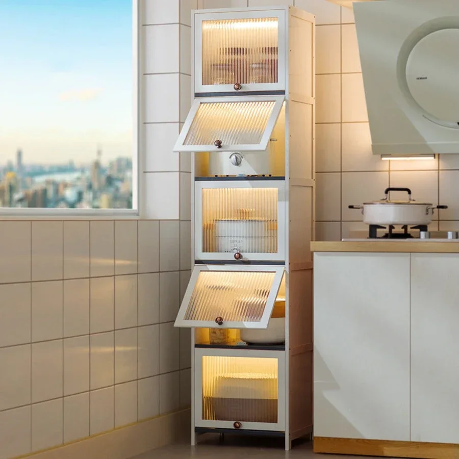 Gy-armario de cocina moderno, mueble de almacenamiento con puerta abatible, estante con hendidura para el suelo