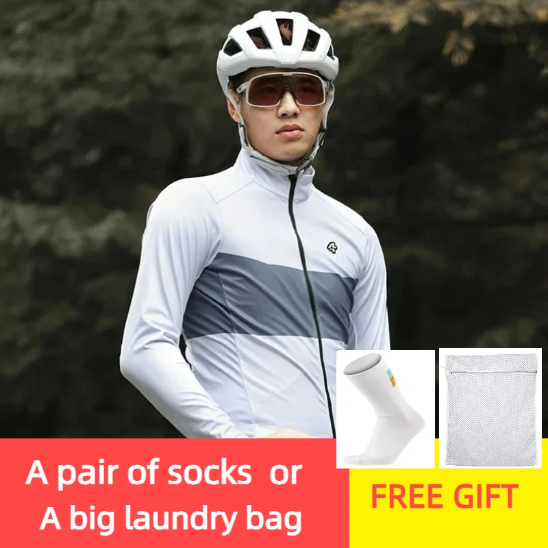 Lameda Men Autumn and Winter Cycling TOPS Fleece Warm Windproof Long Sleeve Men's Tops Road Mountain Bike Jacket