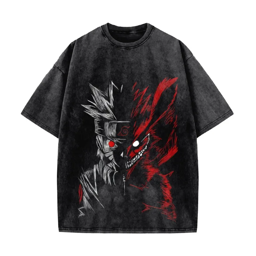 

Summer 2025 Anime Naruto Print Oversized Graphic T Shirts Men's Clothing Y2k Vintage Washed Women Short Sleeved Tee Casual Tops