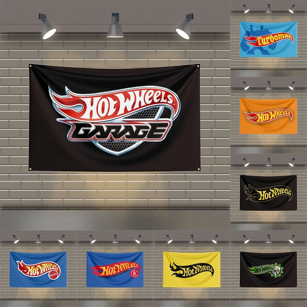 3x5 FT Hotwheels Flag Polyester Printed Flags for Room Garage Decor