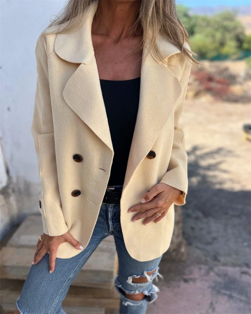 Taglie forti moda donna autunno e inverno casual bottone semplice cappotto casual a maniche lunghe taglie forti abbigliamento donna