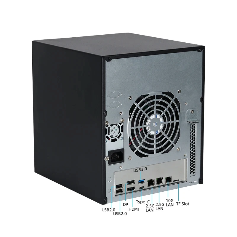 جهاز كمبيوتر صغير Helorpc 6Bay NAS مع Inter N100/150 يدعم RAID Linux كمبيوتر منزلي مع 5xUSB 3xLAN 1xHDMI 1xTF بطاقة Windows10 جاهزة