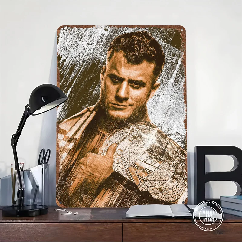 MJF AEW Champ Printed Posters Customizable Wall Art Retro Vintage Metal Tin Signs for Home Room Bedroom Decorations Desk Decor