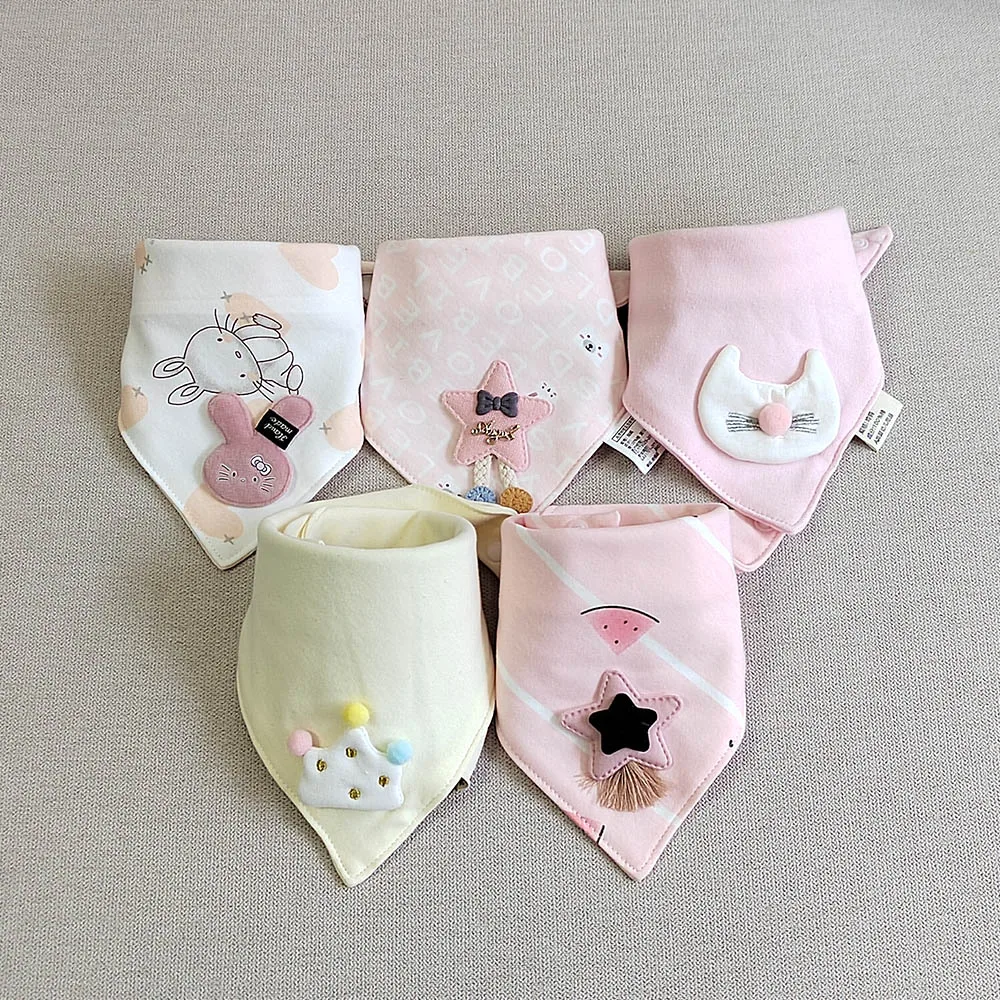 5Pieces/Lot Baby Girl Bib Cotton Triangle Infant Feeding Burp Cloth Teething Drool Boy Bib Newborn Accessories