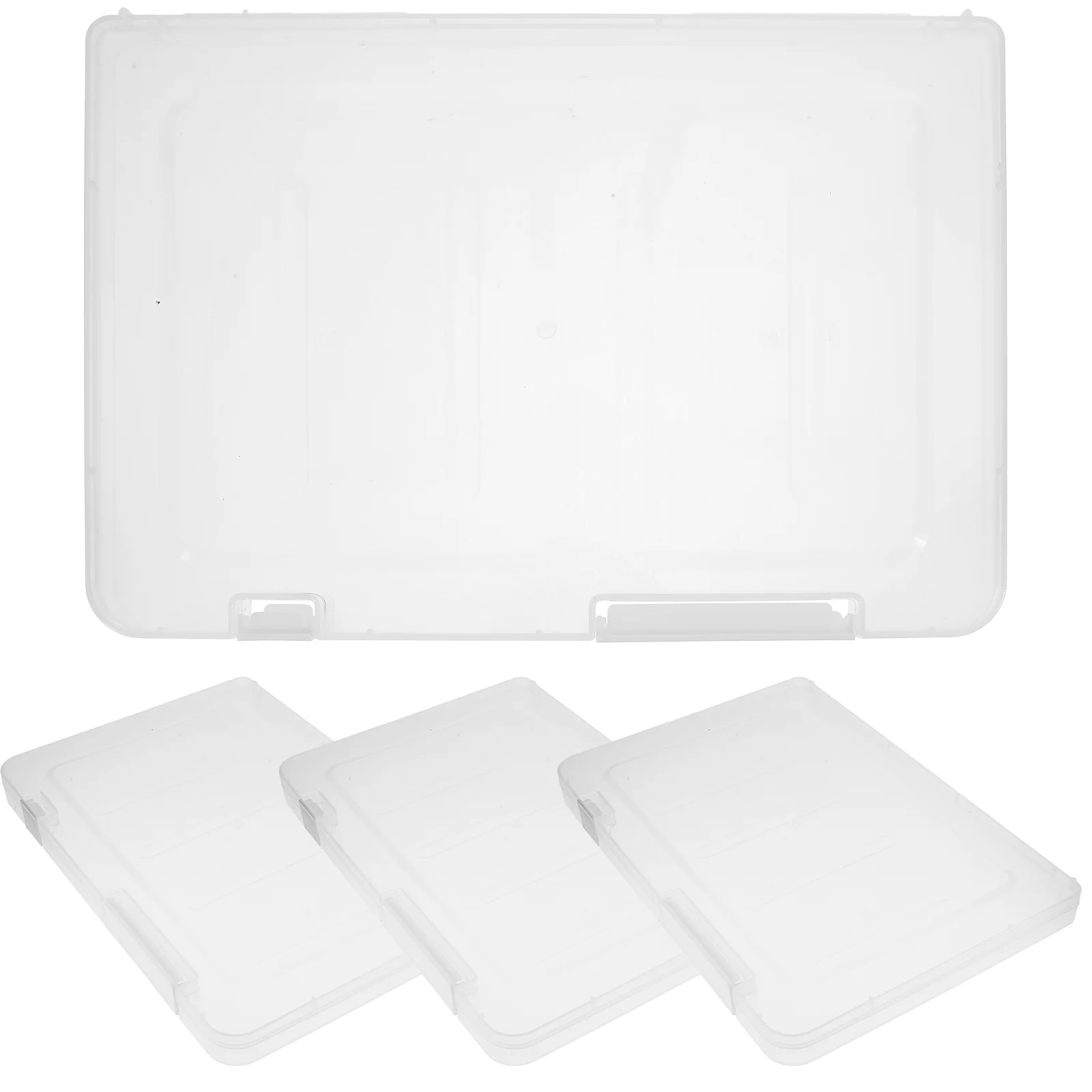 

4pcs Transparent A4 File Storage Box Portable Document Holder Large Capacity Files Organizer Multi Purpose Magazine Protector