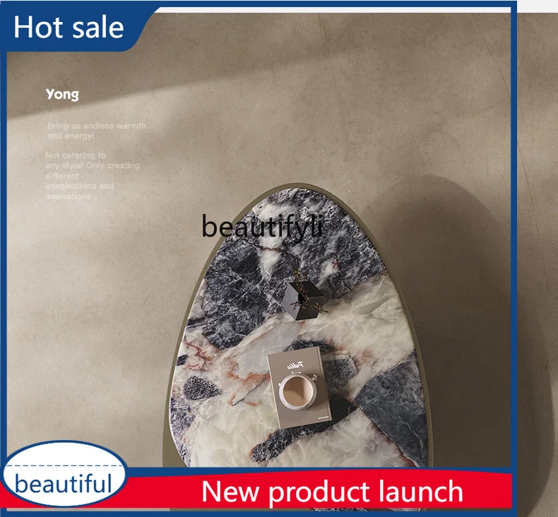 

cqy Italian Style Light Luxury Coffee Table Modern Living Room Home Simple Tea Table Set High-end