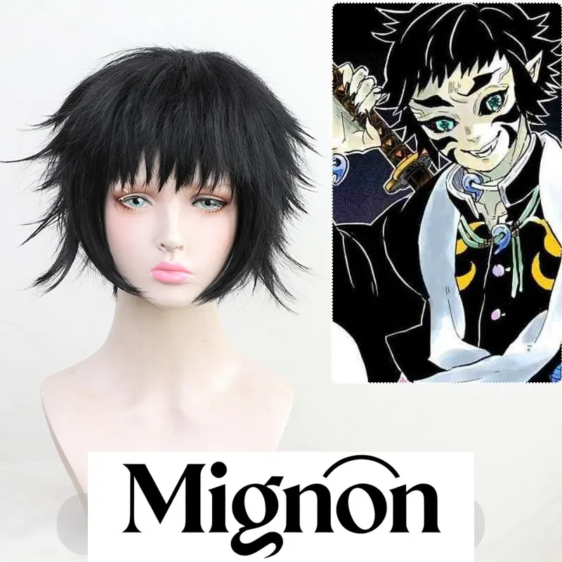 

Demon Slayer: Kimetsu no Yaiba Верхний ранг Six Kaigaku Косплей Парик Черный стильный вариант No Wax Needed