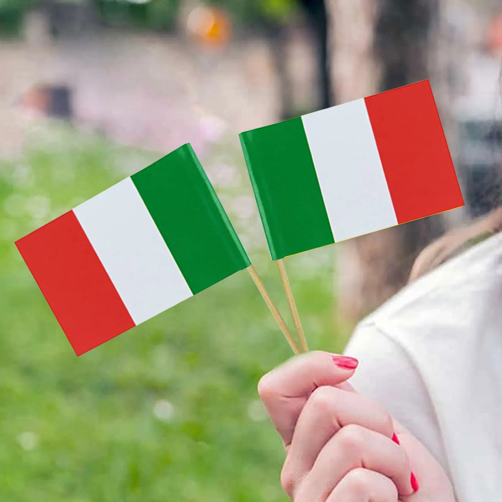 100 Uds. Banderas nacionales italianas, adornos italianos de madera para magdalenas, pancartas creativas para suministros para fiestas deportivas mundiales