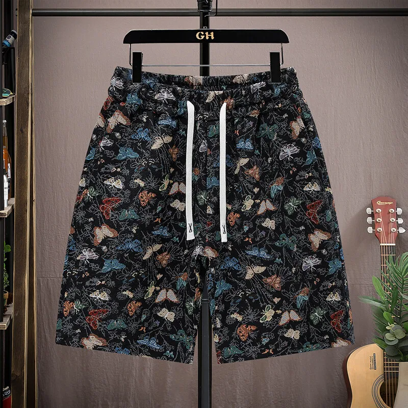 

Men's Summer Butterfly Printing Shorts Light Luxury Women's Fashion Beach Seaside Casual Shorts Sports Beach Quarter Pants
