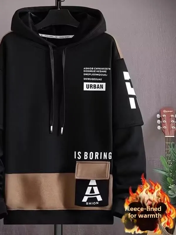 

Мужская толстовка с капюшоном на флисовой подкладке, осенне-зимняя, с принтом, повседневная, спортивная, свободного кроя, антибактериальная, с длинным рукавом