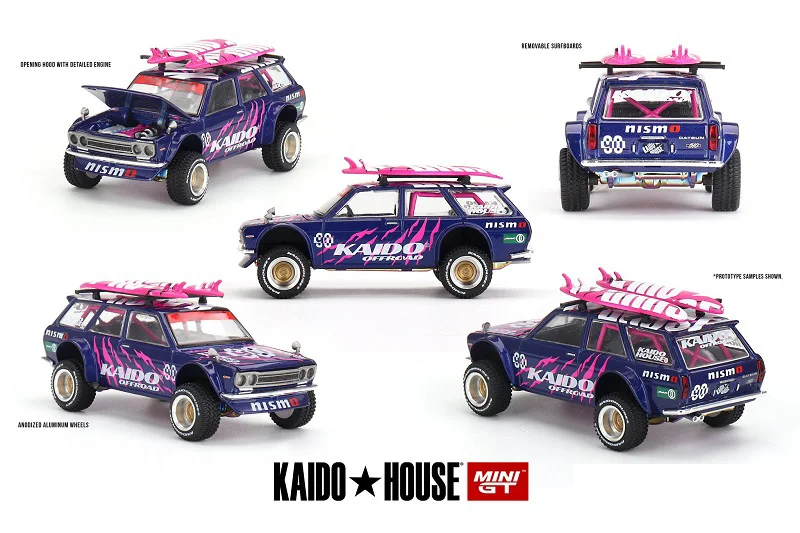 

**Pre-Order** Kaido House x MINI GT 1:64 Datsun 510 4x4 Wagon Kaido Offorad V2 Pruple Diecast Model Car