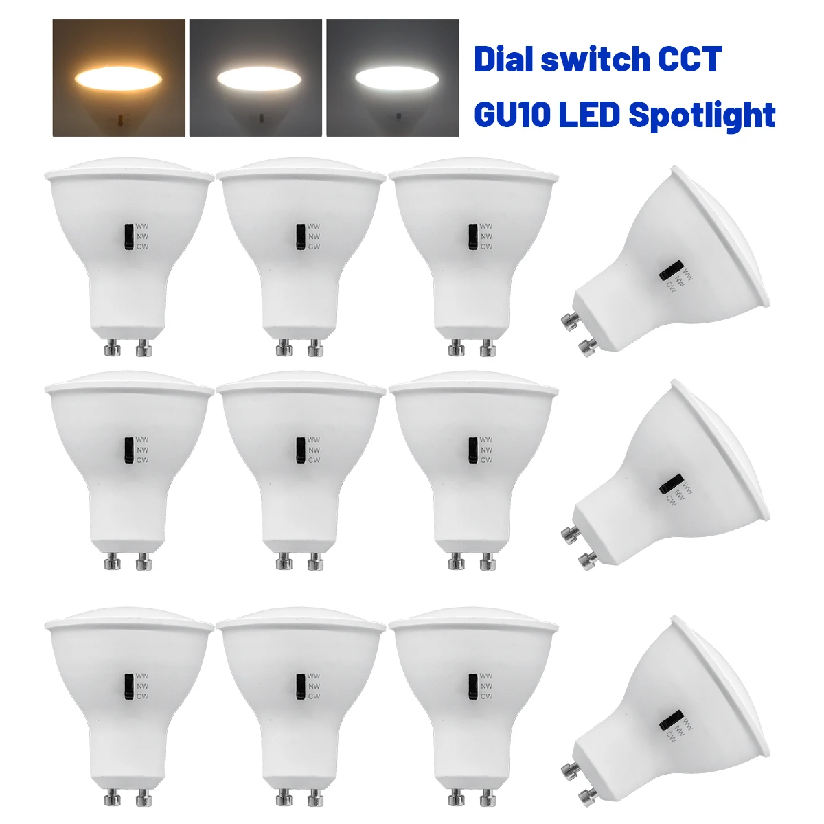 

1-10 шт. светодиодная лампа GU10 с DIP-переключателем, изменяющим цвет, 110В 9Вт, замена галогенной лампы 60Вт для гостиной и дома