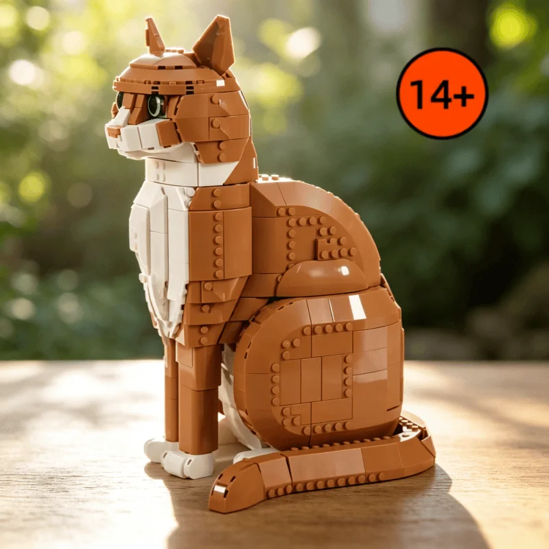 cadeaux-d'anniversaire-speciaux-1755-pieces-moc-21376-modele-creatif-d'animal-chat-orange-briques-de-construction-jouets-pour-amis