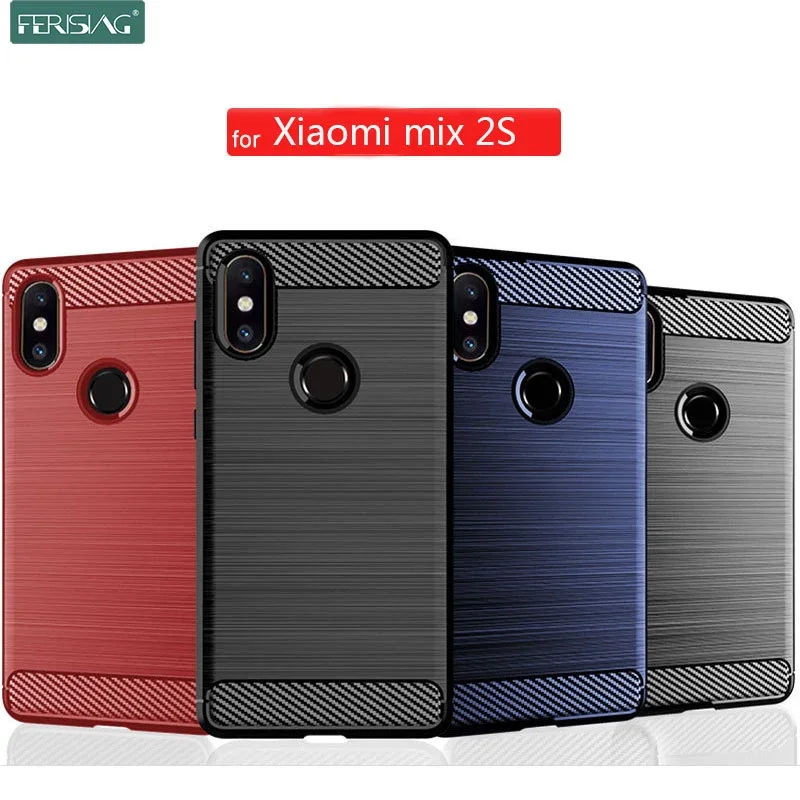 Shockproof carbon case for Xiaomi mix2 mix 2 2s, silicone case, TPU bumper, Xiaomi mix2 mix2s