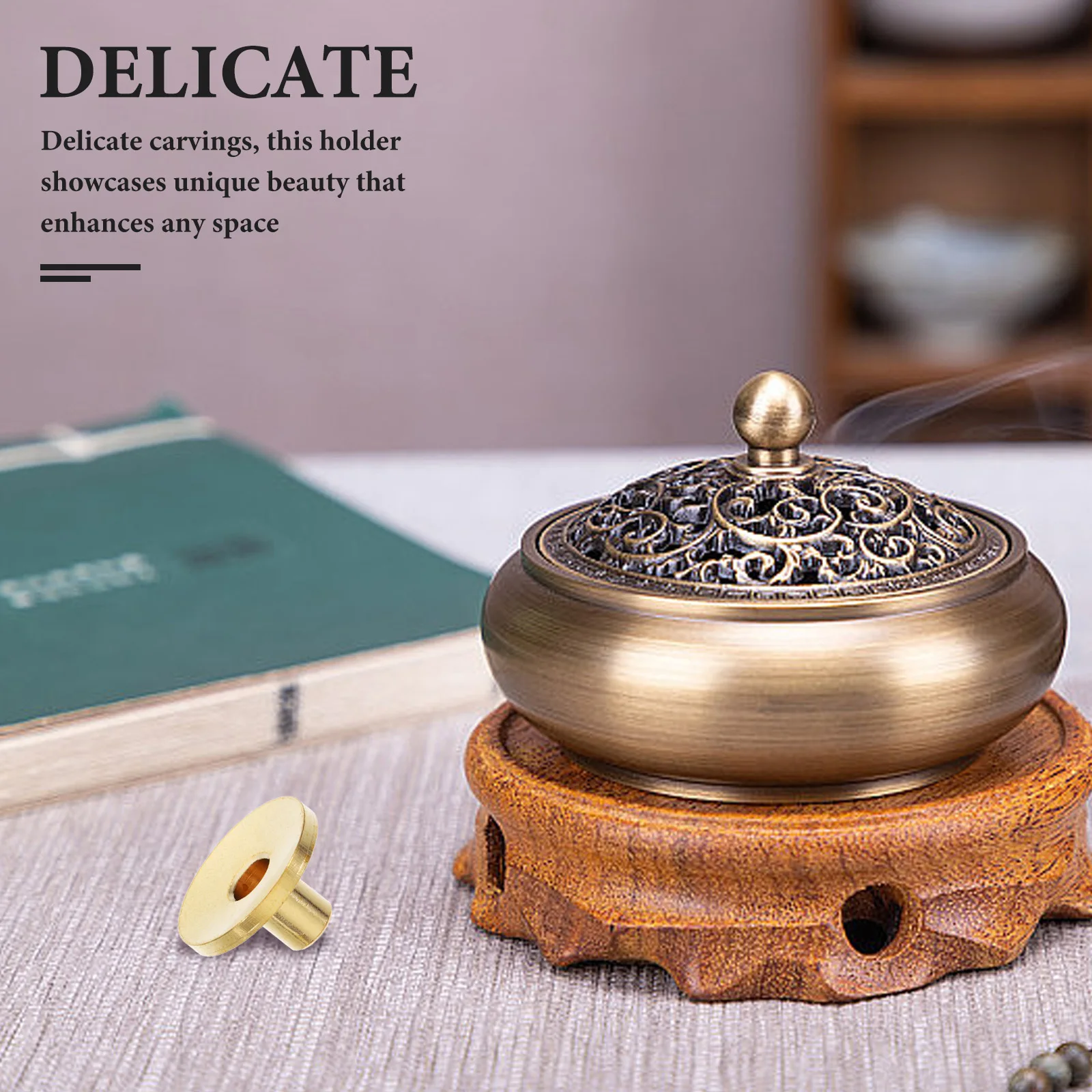 

5Pcs Copper Backflow Incense Holder Brass Metal Cone Stand with Artistic Carvings for Aromatherapy and Incense Rituals
