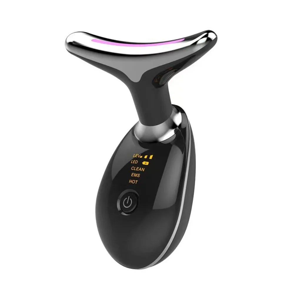 เครื่องนวดหน้ายกกระชับคอ ต่อต้านริ้วรอย กระชับผิว เครื่องมือดูแลผิวแบบเบา 3 สีแบบพกพา